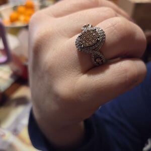 Sparkling Silver and Brown Ring